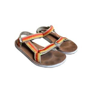 Teva Original Universal Sandals Womens 8 Orange Ombre Thread Leather Hook Loop